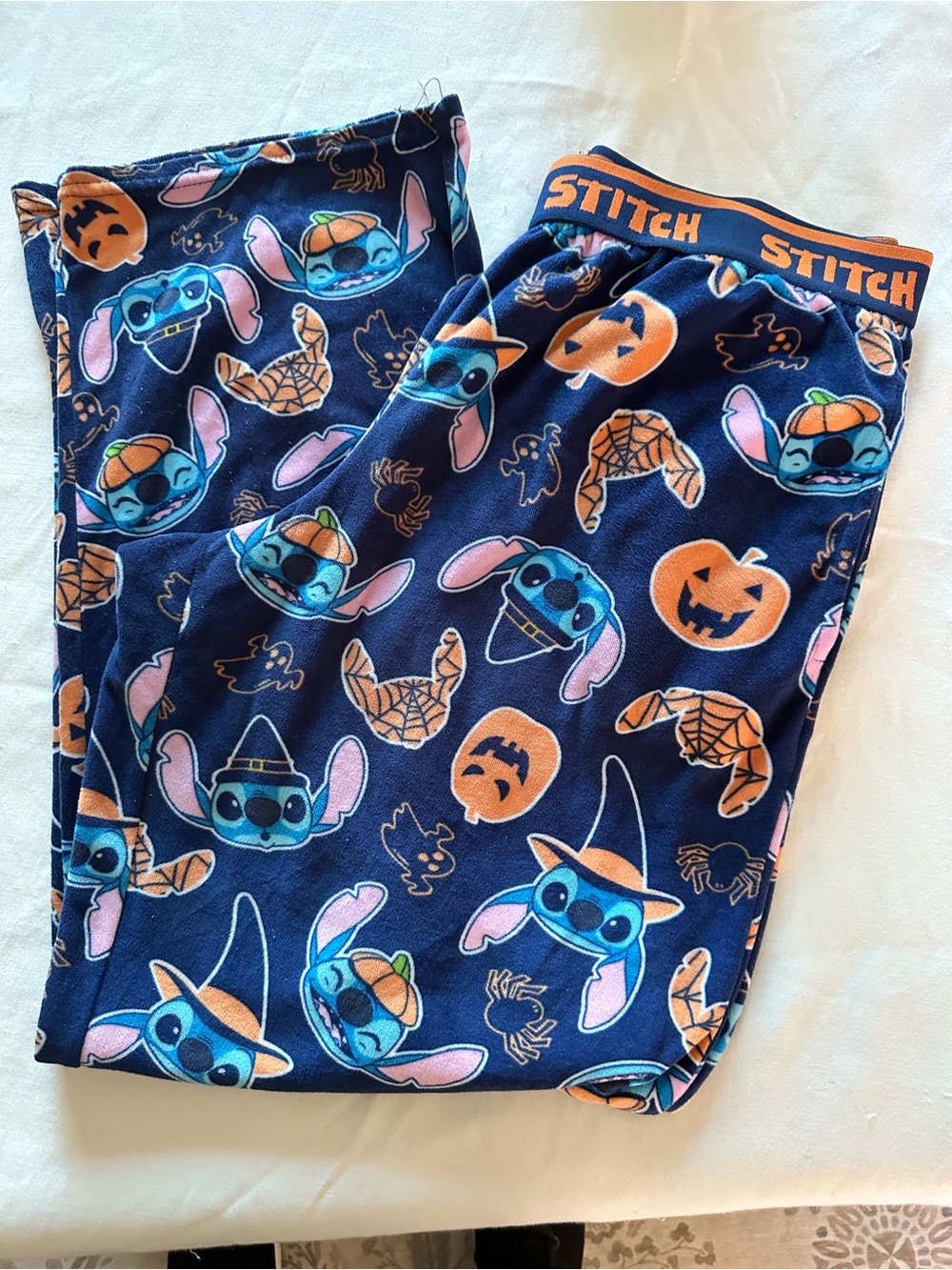 Disney Stitch Navy Blue and Orange Halloween Pajama Pants